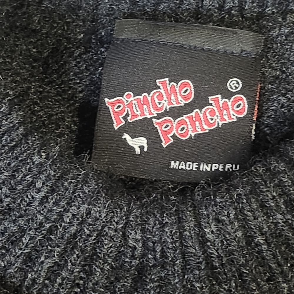 Pincho Poncho Alpaca Wool Sweater Unisex Mens Med, Grandpa-core Charcoal Gray, - Picture 3 of 7